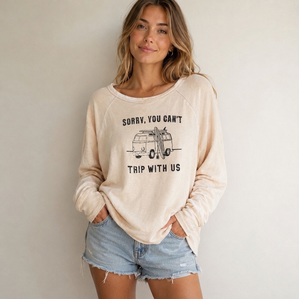 Blank Paige Graphic French Terry‎ Pullover Sweatshirt M USA Cream Hippie Indie